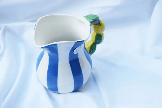 Cobalt Blue and White Stripe Jug With Citrus Handle My Store