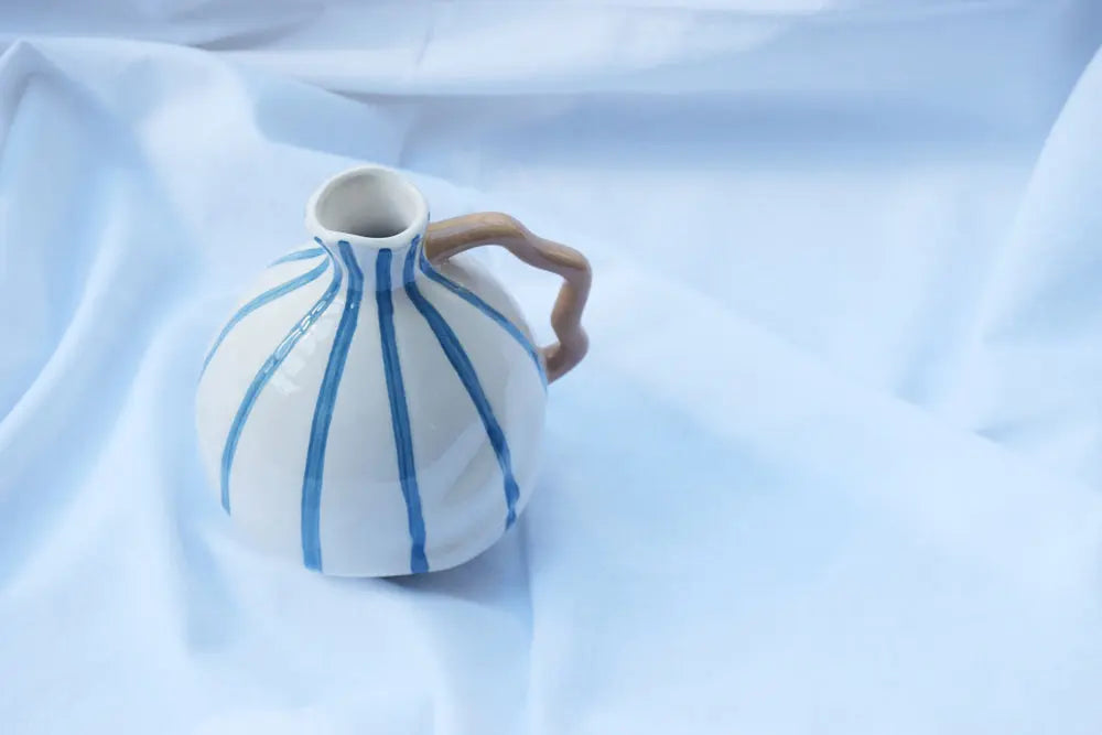 Hand Painted Round Blue and White Jug/Vase My Store