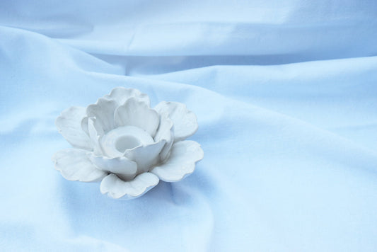 White Lotus Ceramic Candle Holder My Store