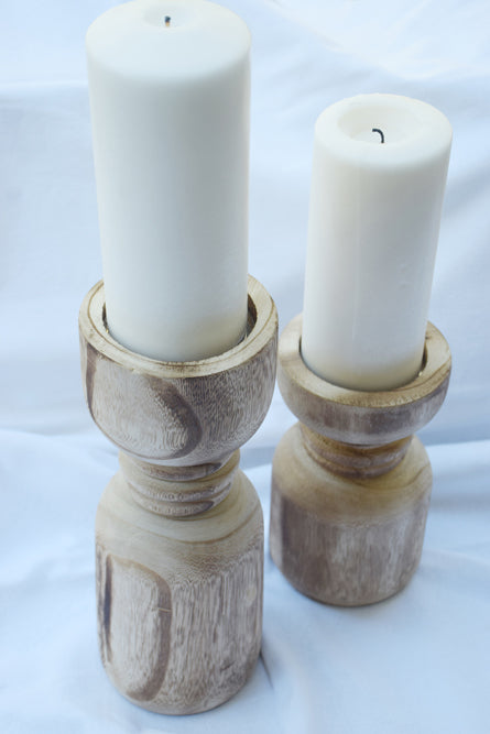 Large Mango Wood Candle Holders My Store