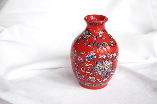 Red Chinoiserie Patterned Vase My Store