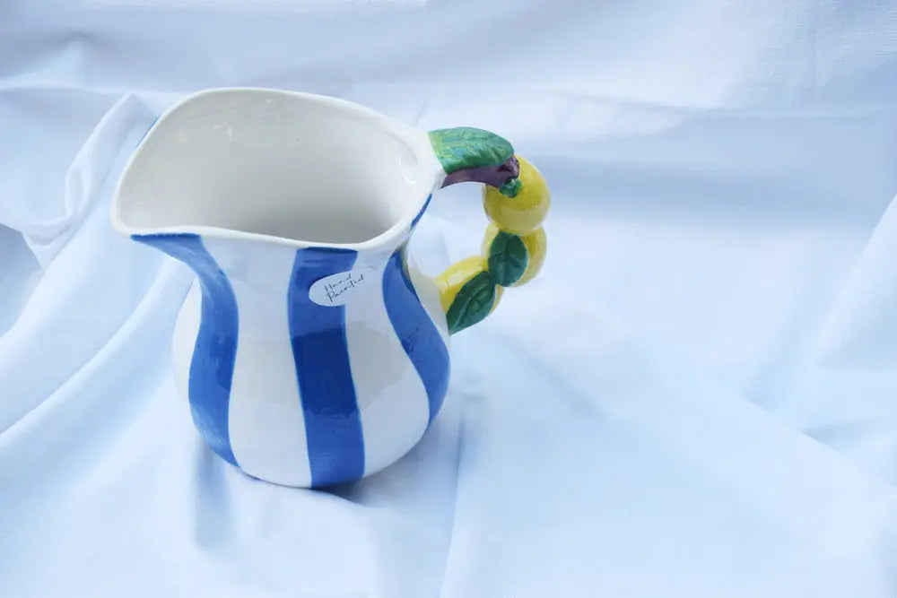 Cobalt Blue and White Stripe Jug With Citrus Handle My Store