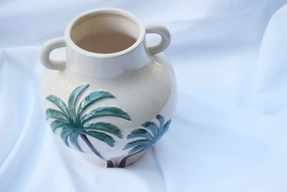 Embossed Ceramic Palm Trees Vase My Store
