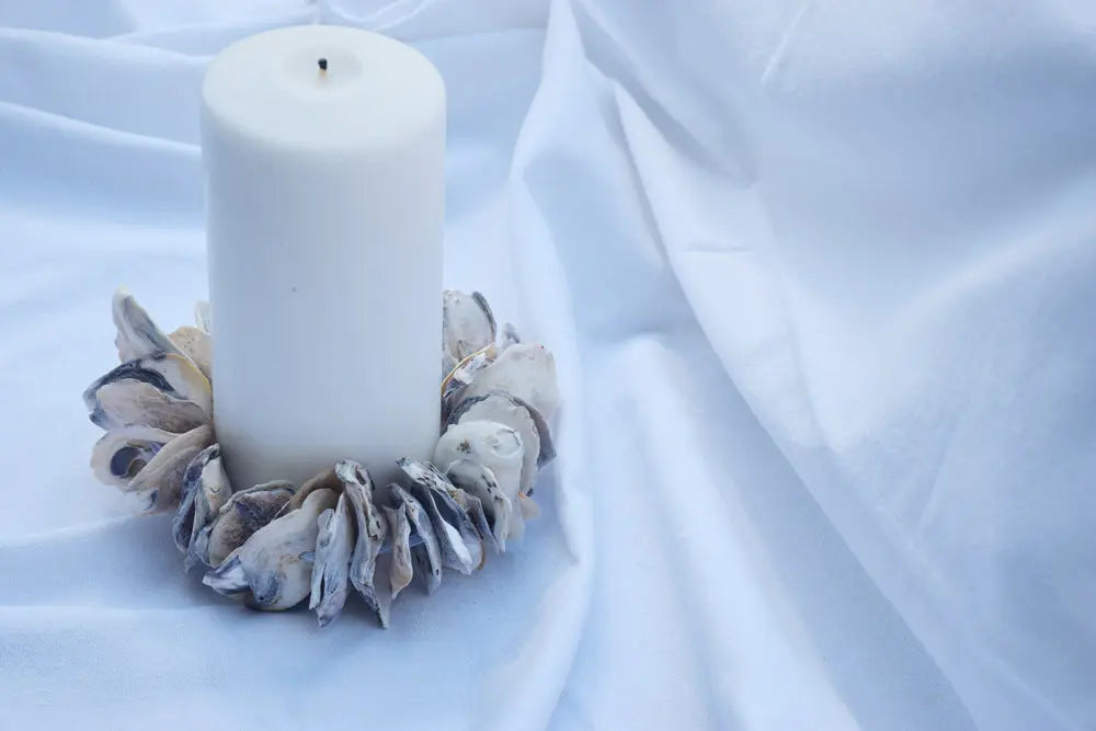 Oyster Shell Pillar Candle Wreath Decoration My Store