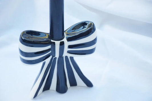 Black & White Bow Candle Holder My Store