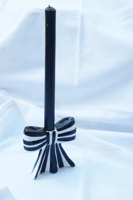 Black & White Bow Candle Holder My Store