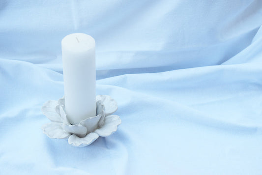 White Lotus Ceramic Candle Holder My Store
