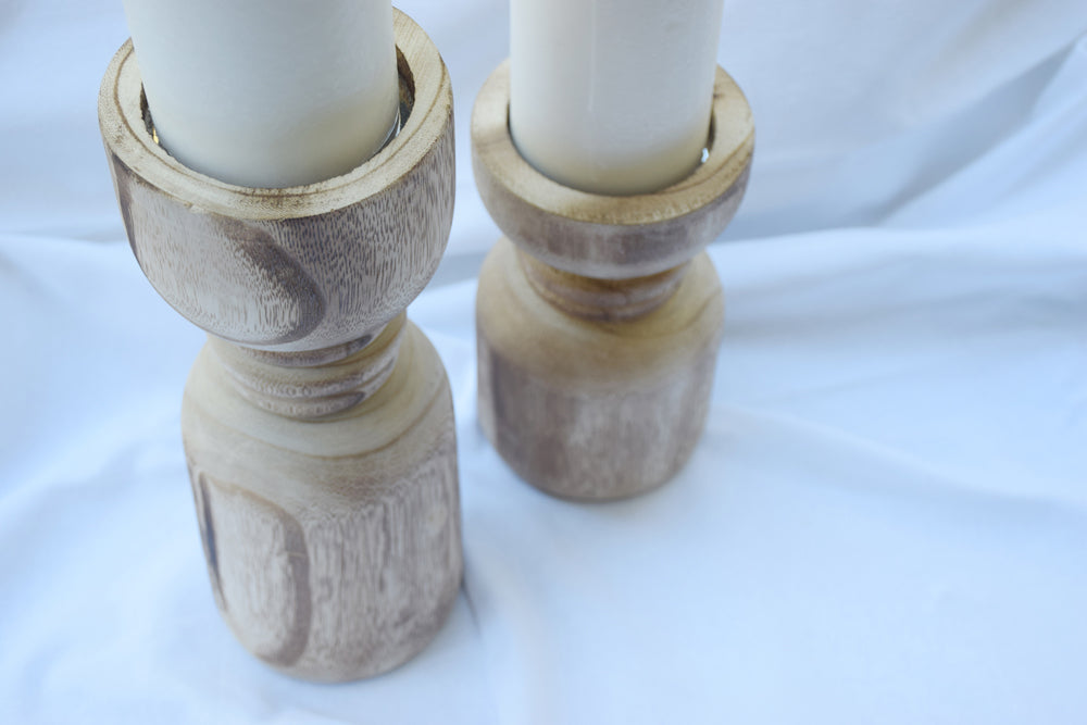 Large Mango Wood Candle Holders My Store