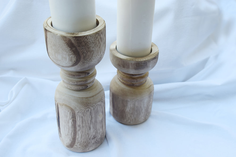 Large Mango Wood Candle Holders My Store