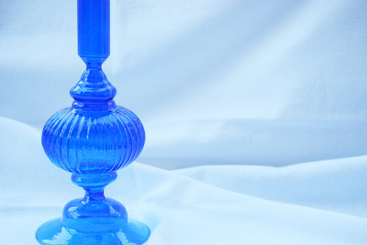 Blue Glass Candleholder/Bud Vase My Store