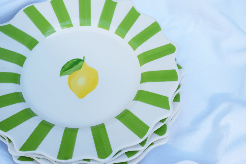 Lemon and Stripe Scalloped Plates My Store