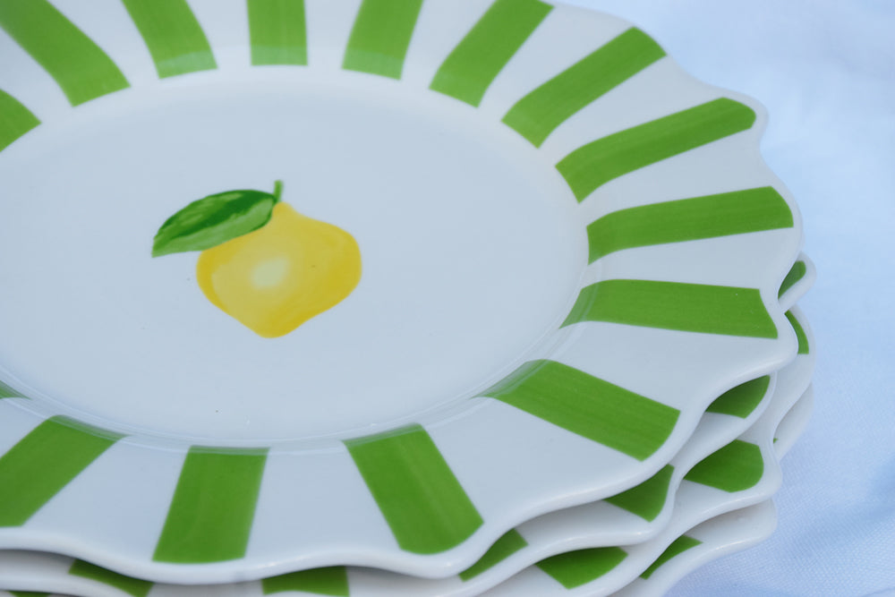 Lemon and Stripe Scalloped Plates My Store