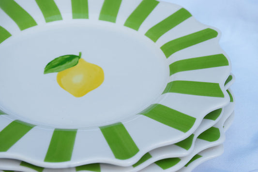 Lemon and Stripe Scalloped Plates My Store