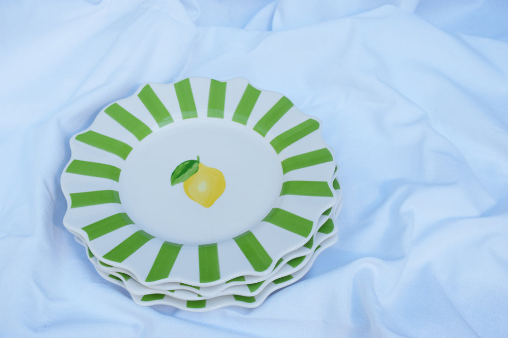 Lemon and Stripe Scalloped Plates My Store