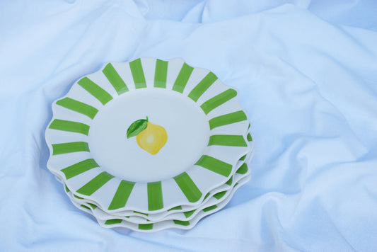 Lemon and Stripe Scalloped Plates My Store
