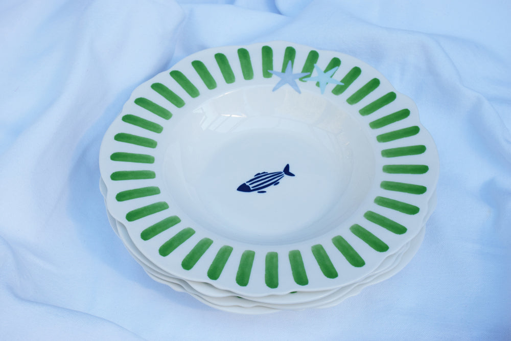 Coastal Fish and Starfish Striped Side Plates My Store