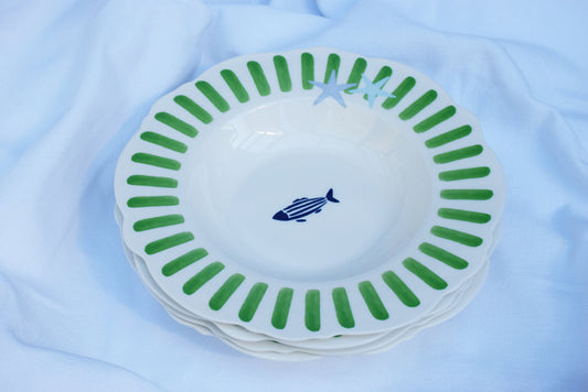 Coastal Fish and Starfish Striped Side Plates My Store