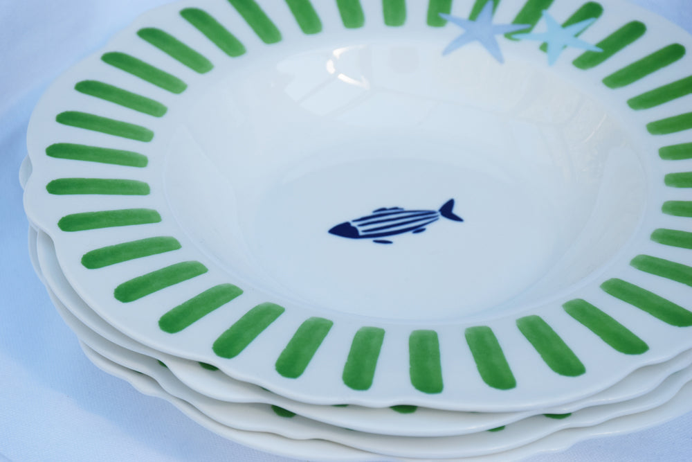 Coastal Fish and Starfish Striped Side Plates My Store