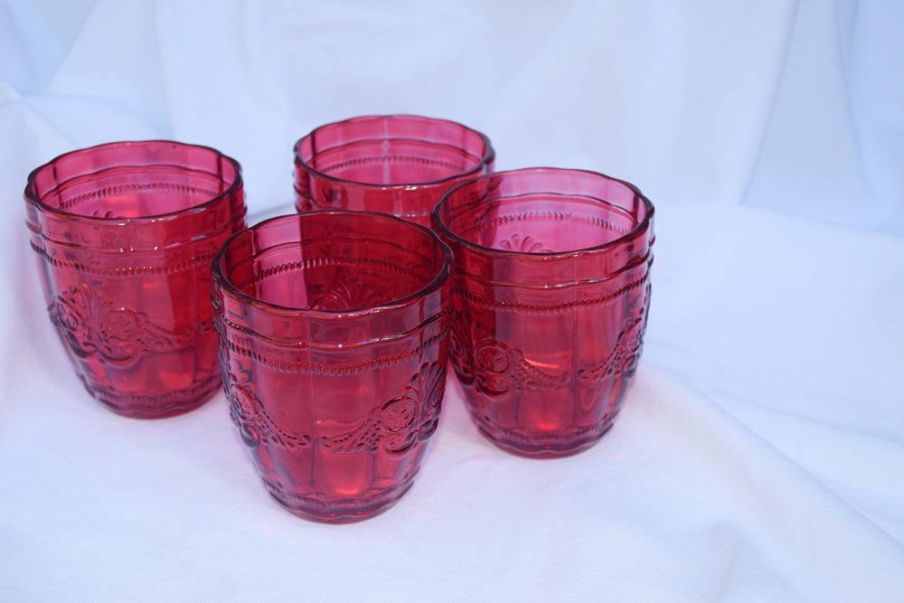Red Textured Drinking Glasses My Store