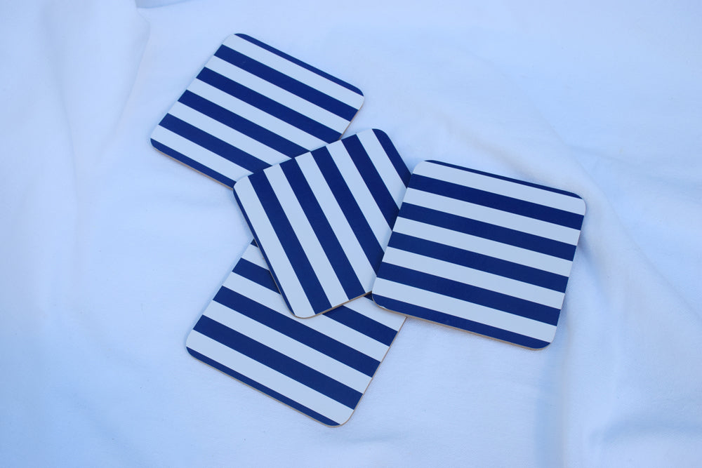 Blue and White Stripe Coasters My Store
