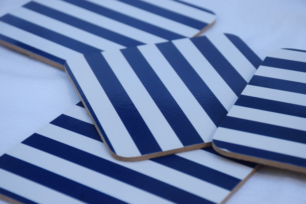 Blue and White Stripe Coasters My Store