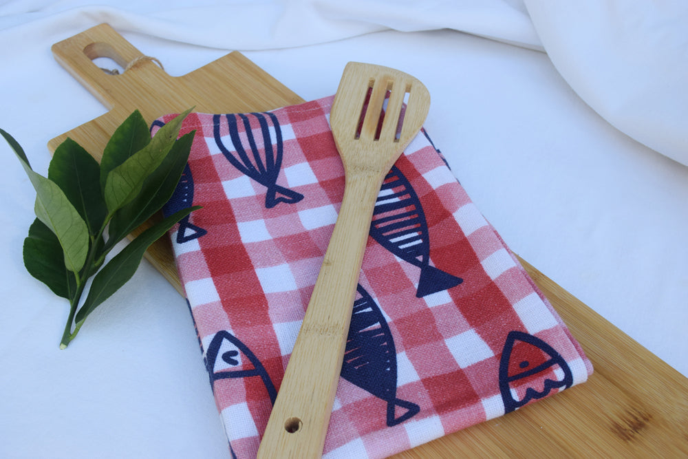Blue Fish Gingham Kitchen Gift Set My Store