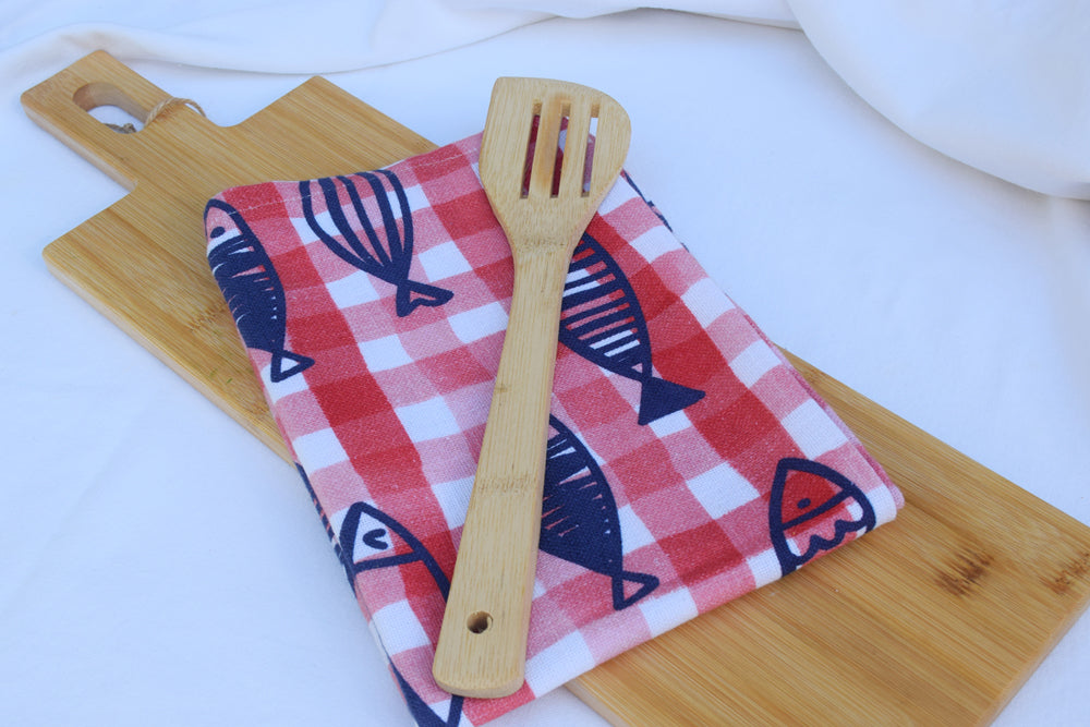 Blue Fish Gingham Kitchen Gift Set My Store