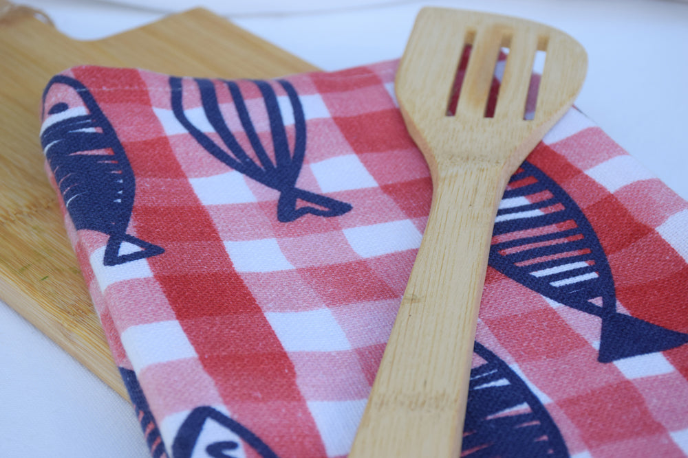 Blue Fish Gingham Kitchen Gift Set My Store