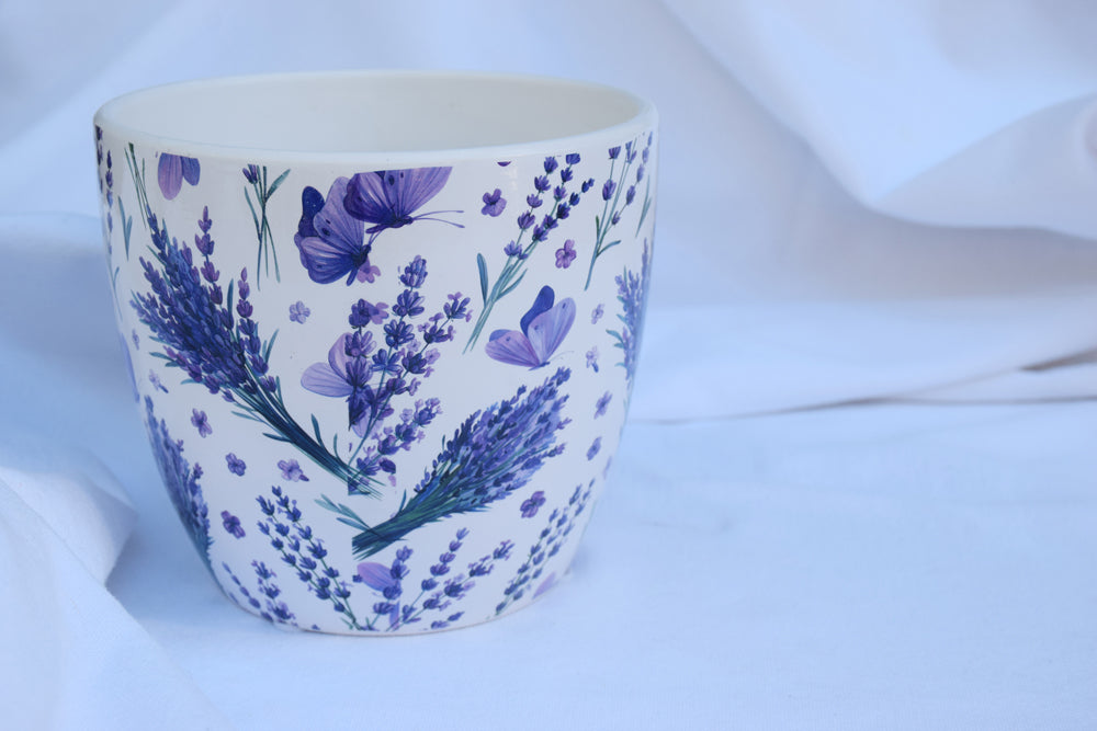 Lavender & Butterfly Hand Painted pot/vase My Store