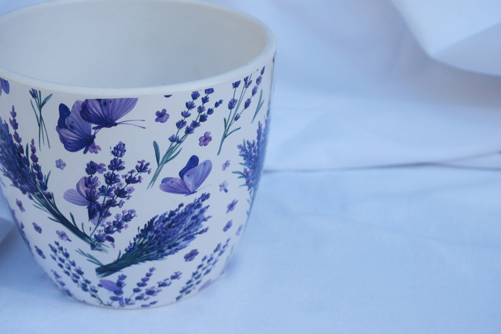Lavender & Butterfly Hand Painted pot/vase My Store