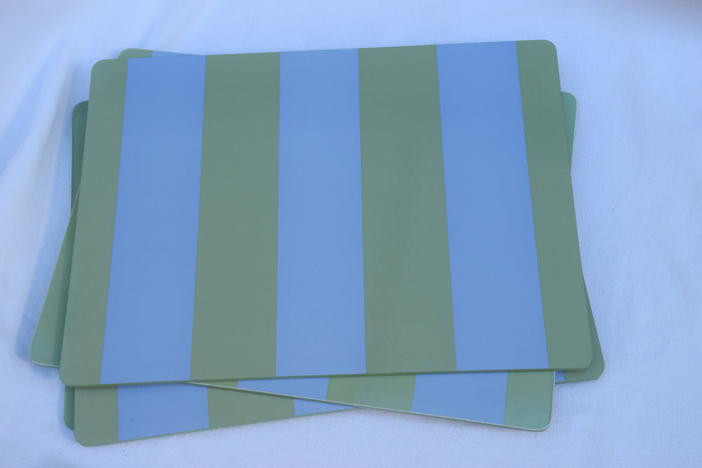 Blue and Sage Striped Place Mats My Store