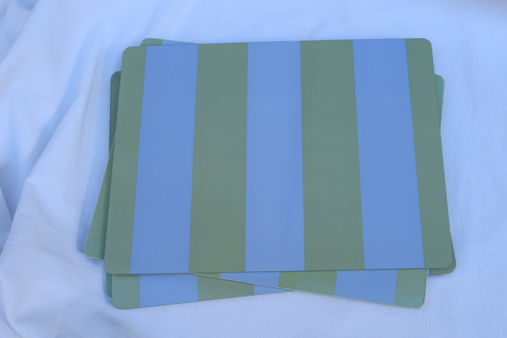 Blue and Sage Striped Place Mats My Store