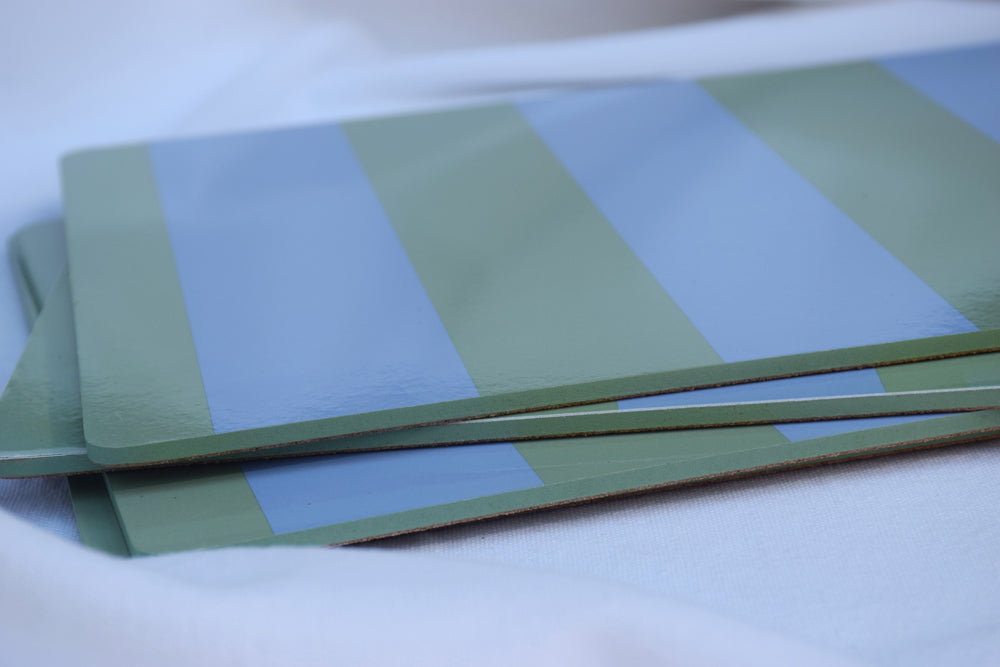 Blue and Sage Striped Place Mats My Store