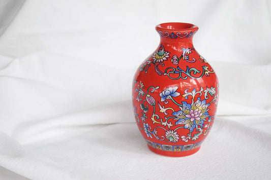 Red Chinoiserie Patterned Vase My Store