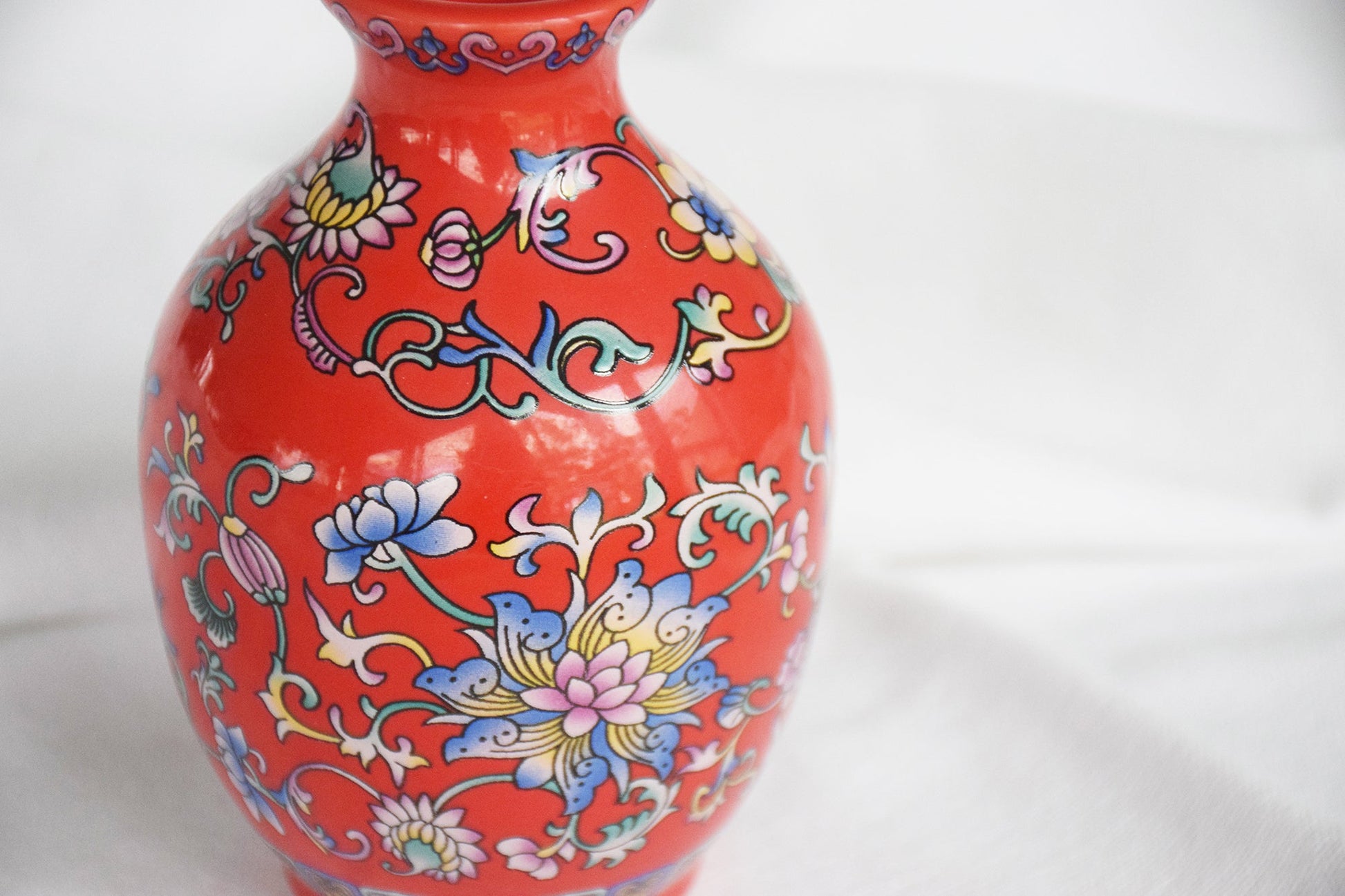 Red Chinoiserie Patterned Vase My Store