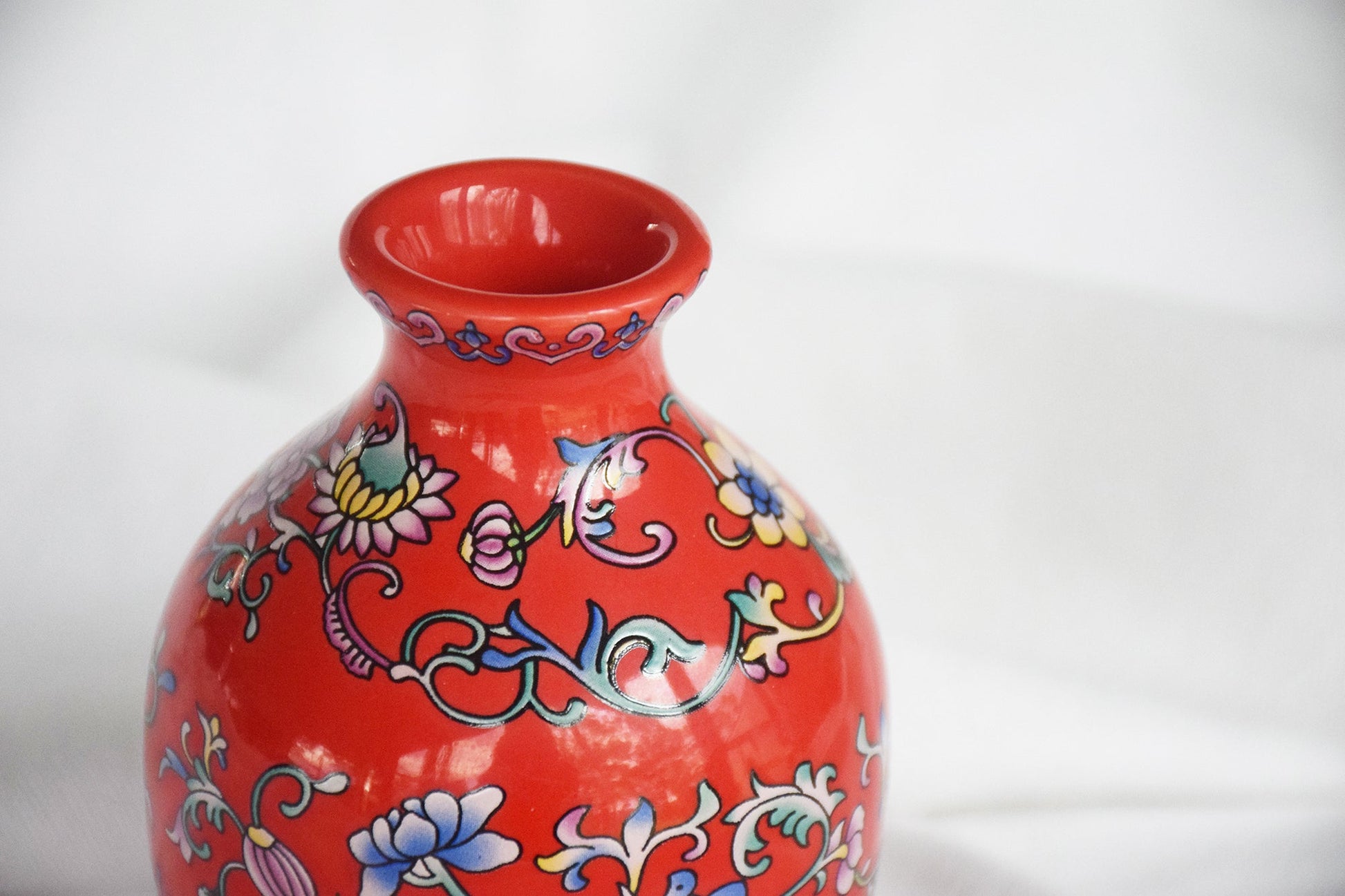 Red Chinoiserie Patterned Vase My Store